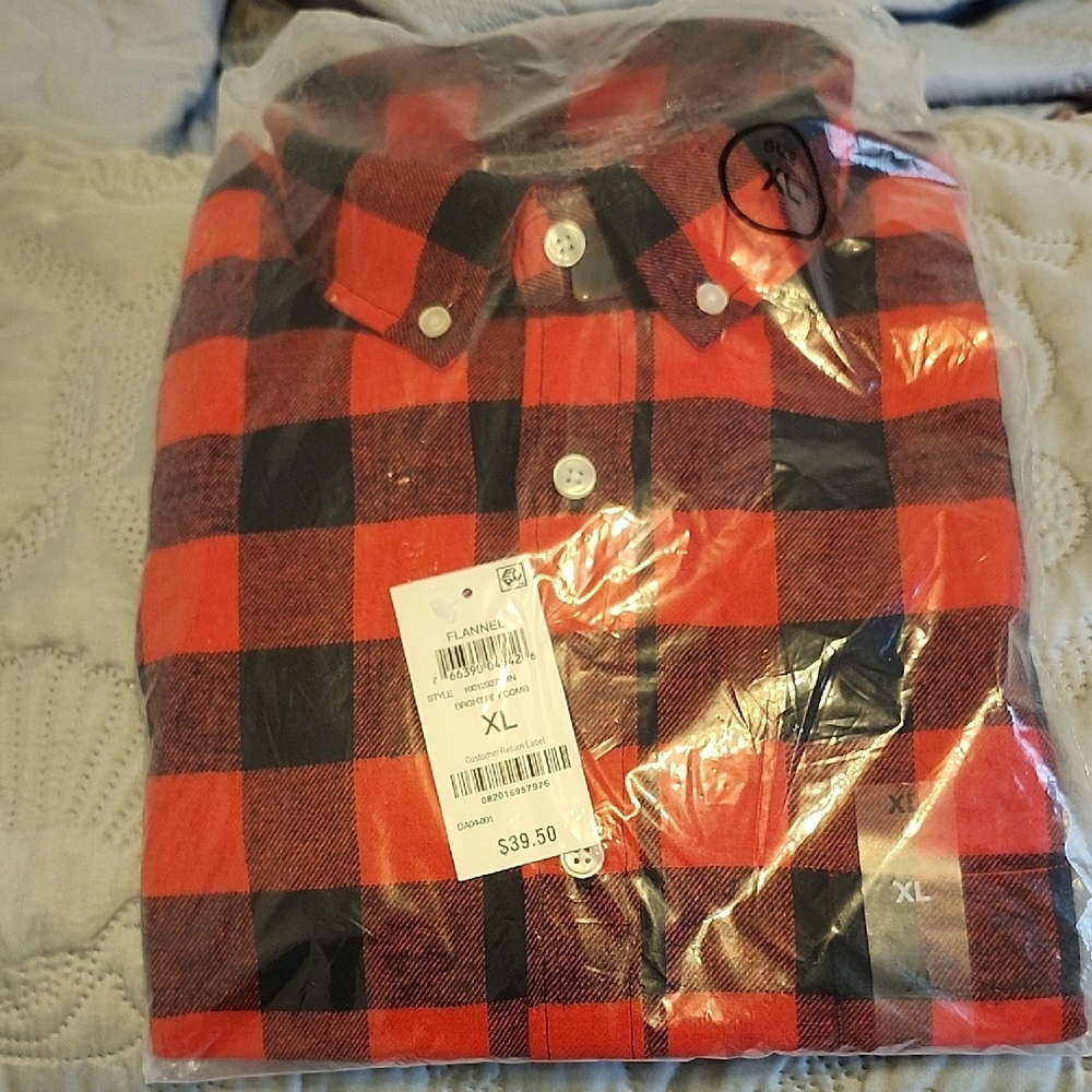 New Red and Black Plaid Men's Shirt